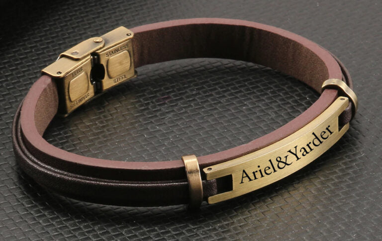 צמיד חריטה אלגנט - עור איטלקי