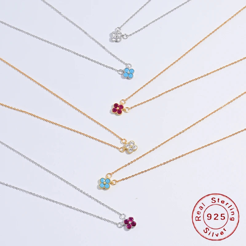 שרשרת תלתן דגם מעיין אדום - זהב 18K