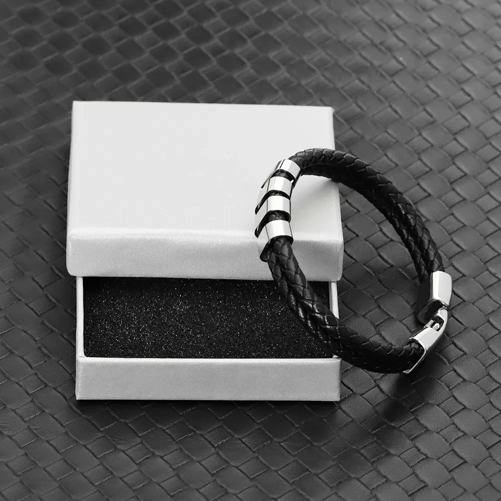 צמיד רצועות שחור - עור איטלקי