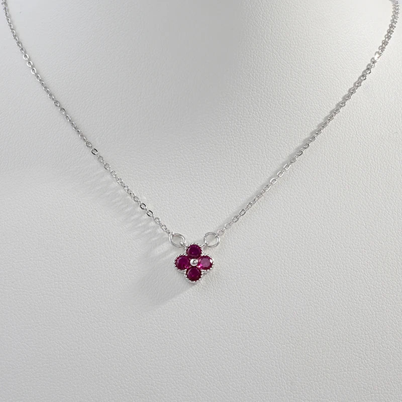 שרשרת תלתן דגם מעיין אדום - כסף 925