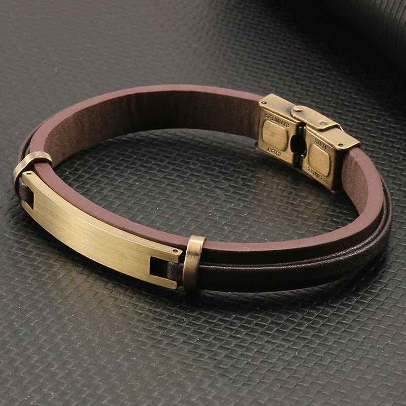 צמיד חריטה אלגנט - עור איטלקי