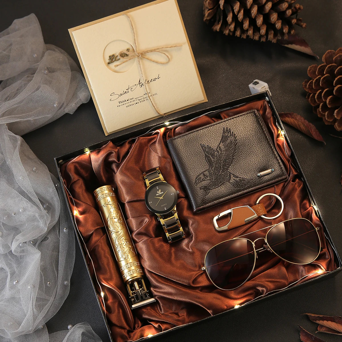 מארז Deluxe לגבר  -  סט מהודר בגוונים זהב שחור