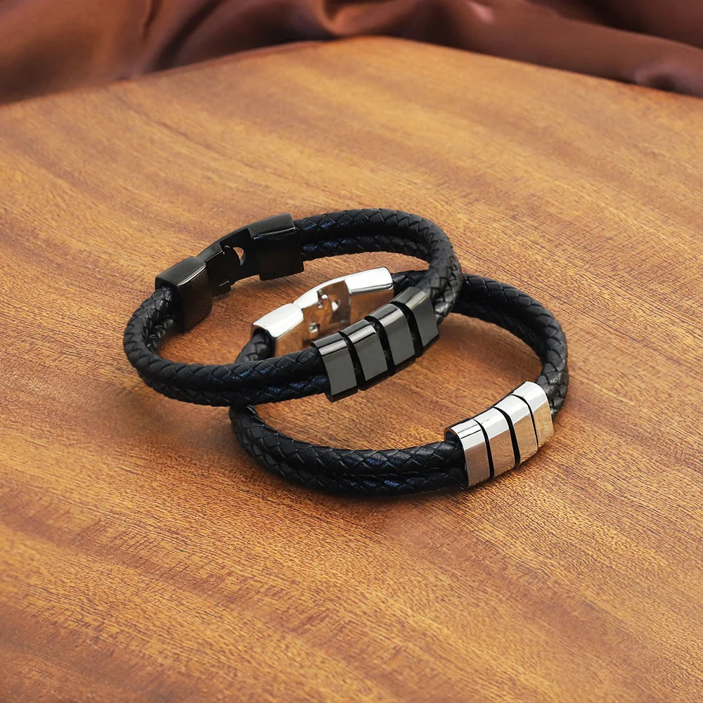 צמיד רצועות כסוף - עור איטלקי