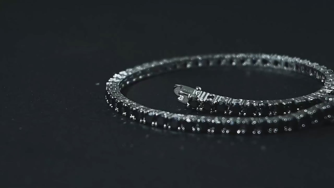 צמיד טניס שחור כסוף | יהלומי מעבדה