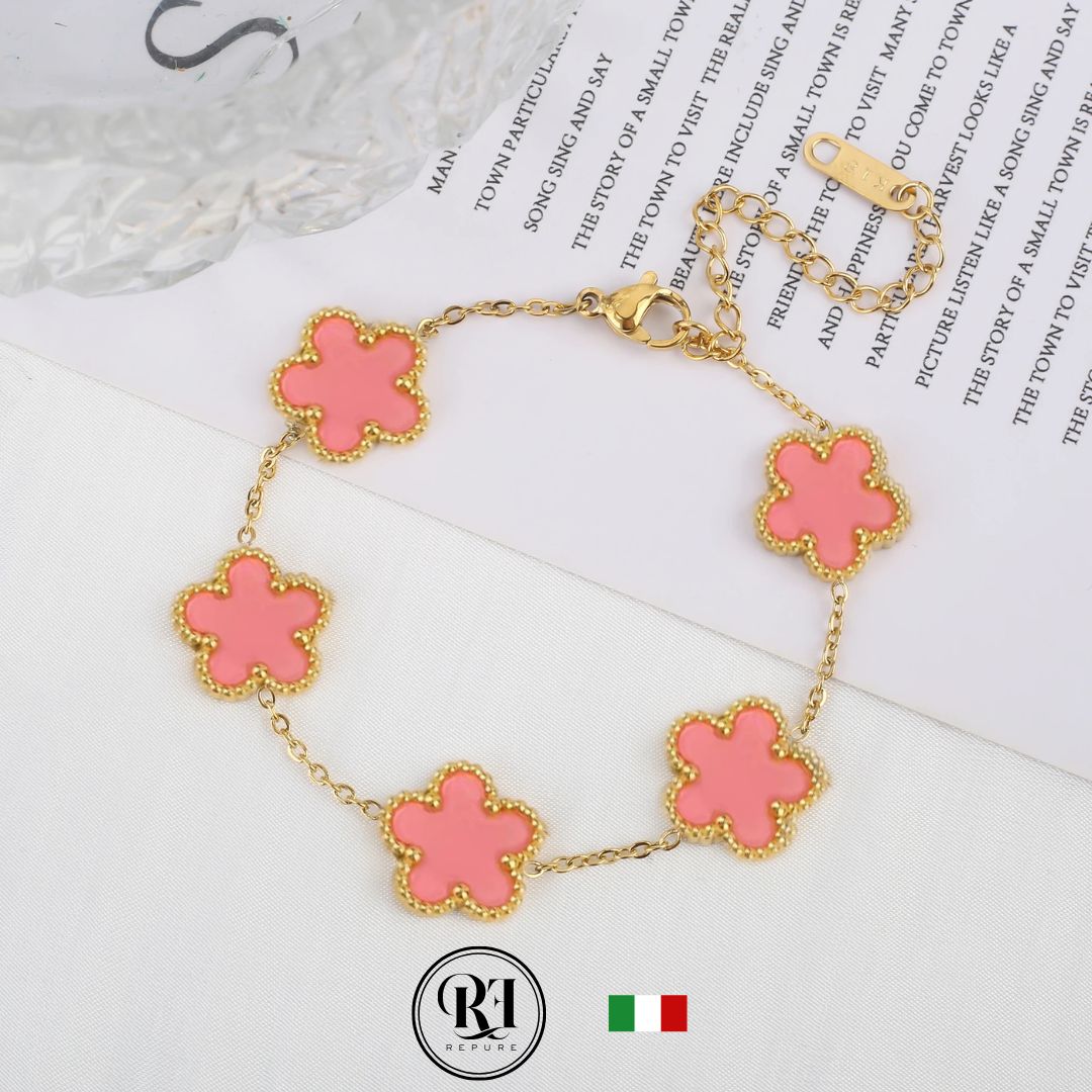 צמיד תלתן ורוד בייבי - 18K