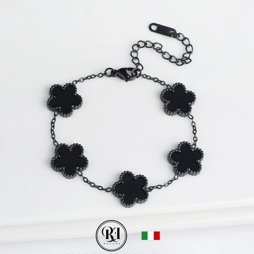 צמיד תלתן שחור פחם